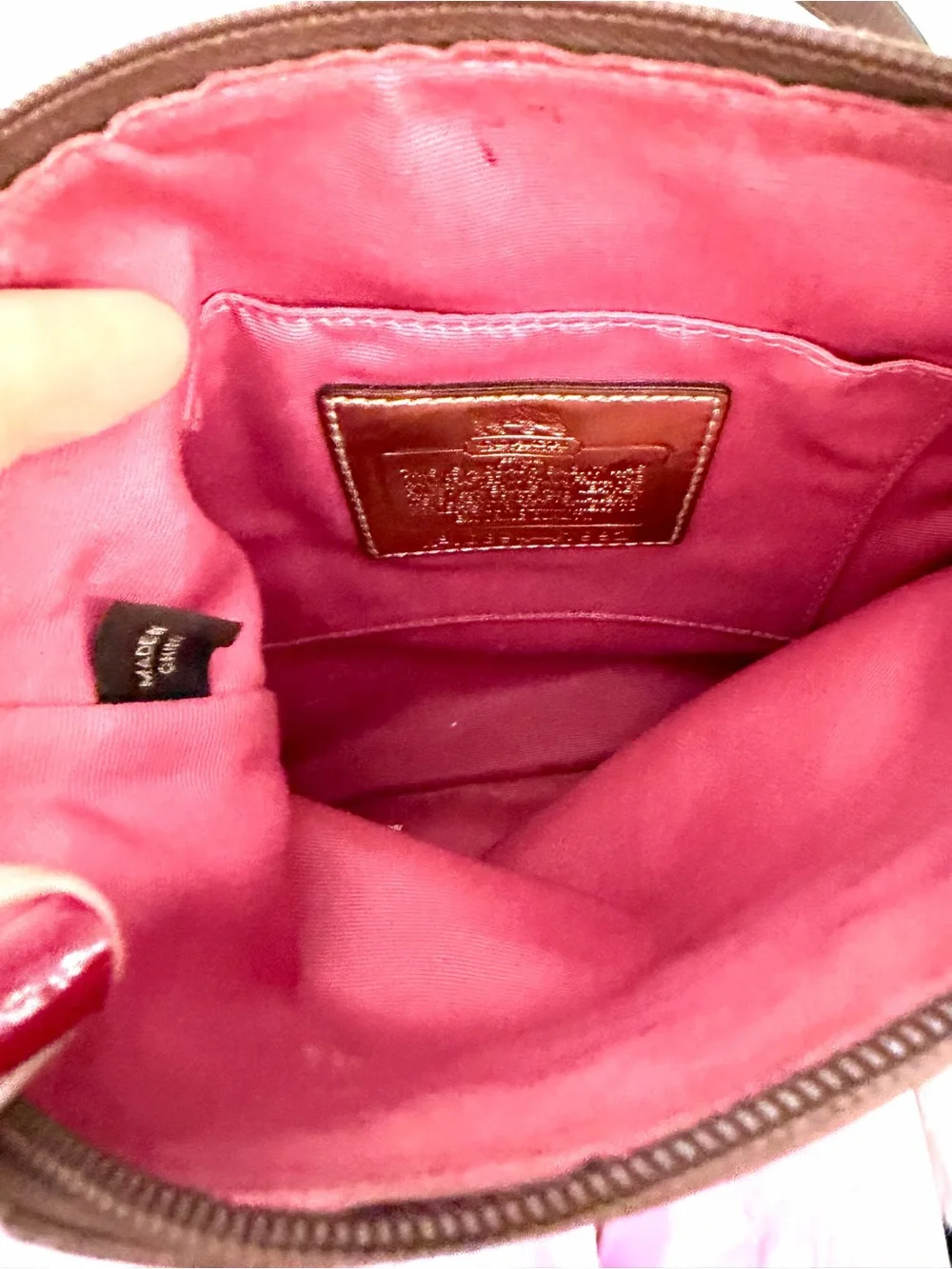 Coach Brown Signature Canvas Crossbody with Leather Trim